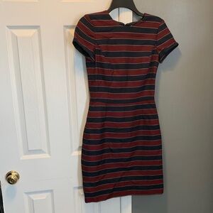 Brooks Brothers Navy and Burgundy Striped Mini Dress